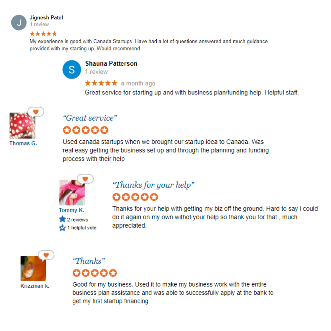 Customer Reviews – Canada Small Business Startups and Funding