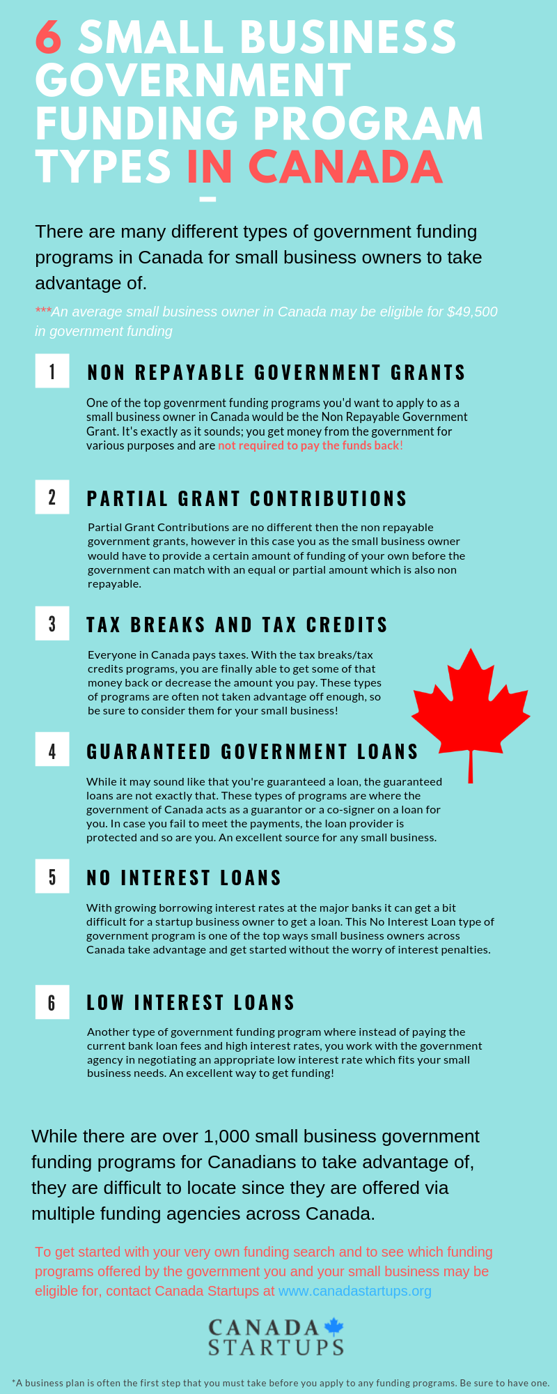 6 SMALL BUSINESS GOVERNMENT FUNDING PROGRAM TYPES IN CANADA